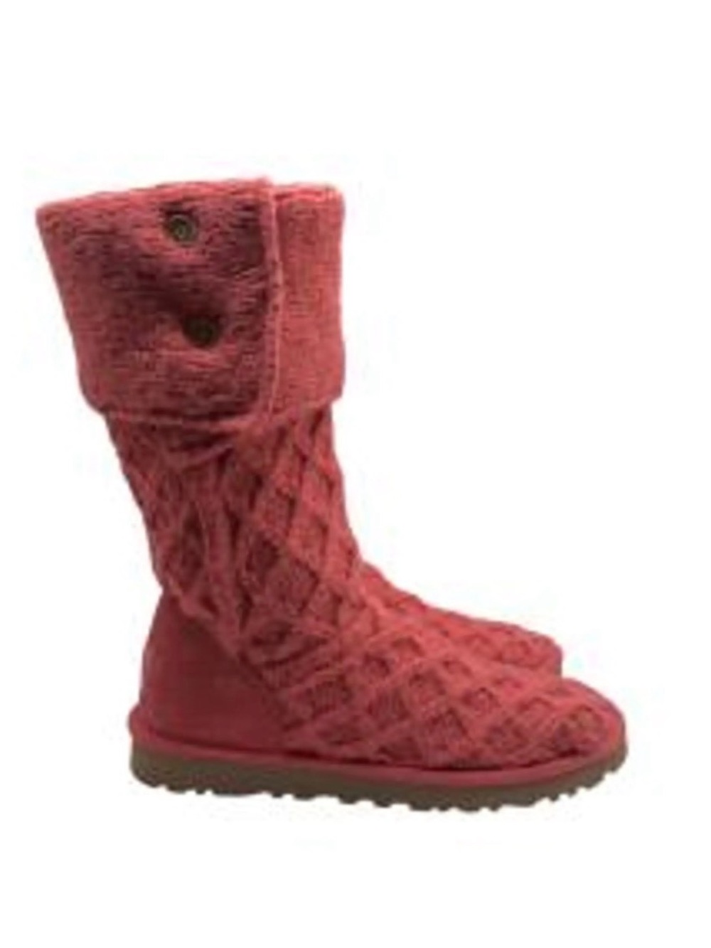 UGG Women's Knit Fold-Over Heeled Boots in Red